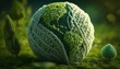 Knitted green energy world 3D, colorful. Generative AI illustrations