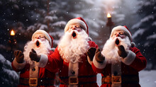 Chorus Of Santas In A Snowy Evening, Generative Ai
