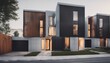 Modern cubic private houses. Minimalist and stylish exterior architecture.
