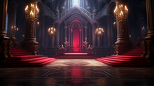 A Fantasy Empty Throne In Hall Cathedral Background Of Castle Gothic