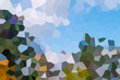 Mosaic pattern of trees with blue sky