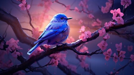 Wall Mural - Beautiful bird in nature with fantasy forest background