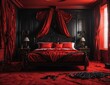 © SynchR - Red bdsm bedroom with bed and pillows