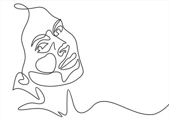 Wall Mural - Woman head vector lineart illustration. One Line style drawing. Woman Line Art Minimalist Logo.