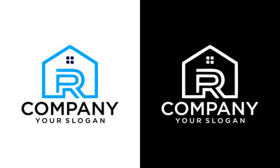 Wall Mural - Letter R Roof Building Architecture Roofing House Rooftop Simple Monogram Icon Vector Logo Design