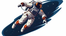 Cartoon Astronaut, 2D, No Background