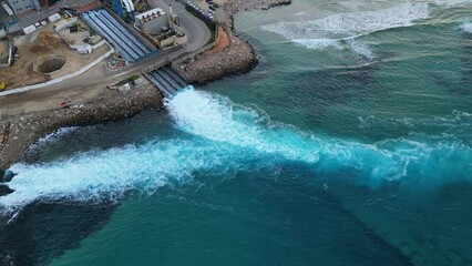 Wall Mural - Top view footage  of the largest water desalination facility in the world, Hadera Israel