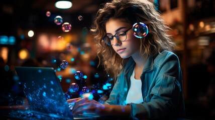 Poster - portrait of beautiful woman in glasses