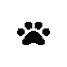 Cat Foot Print Logo Icon In Pixel Art