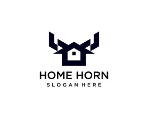 black house with horn logo design template