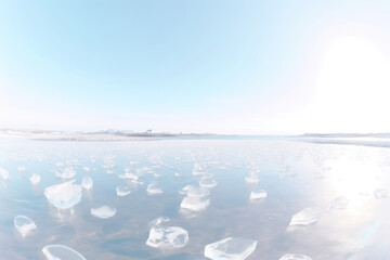 Wall Mural - a majestic glacier towering over the landscape, its icy peaks glistening under the sunlight, command