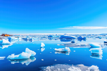 Wall Mural - a majestic glacier towering over the landscape, its icy peaks glistening under the sunlight, command