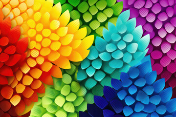 Wall Mural - a macro close-up of a rainbow-colored blossom, showcasing a beautiful blend of vibrant red, orange, 