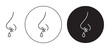 Runny nose thin line icon set. nosebleed vector symbol. snot water problem thin line icon in black and white color
