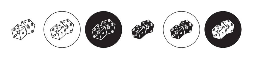 Ludo Dice thin line icon set. casino game dice vector symbol in black and white color