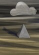 Ilustración piramide con nube en el desierto de noche