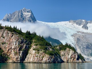Wall Mural - Panoramic view of a huge glacier of Kenai fjords National park in Alaska 