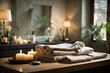 © Hellyaeh - Spa product are placed in luxury spa resort room, ready for massage therapy from professional service