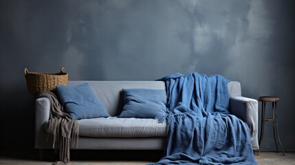 Wall Mural - minimal contemporary living room interior design with a fabric sofa