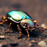 Fototapeta Konie - green june beetle with Generative AI