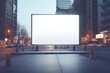 outdoor billboard white screen clean minimalistic, advertising message visual information attract attention passers-by and citizens. empty canvas for message, advertisement banner poster copy space.