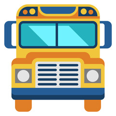 Poster - Yellow bus front view. School kid transport