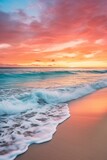 Fototapeta Łazienka - The top shock photo of a travel destination theme captures the stunning sunset over the white sand beaches