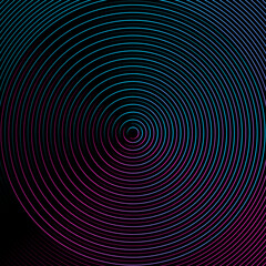 Aufkleber - Abstract circle line pattern spin blue green, pink light isolated on dark background concept for banner, flyer, card, brochure cover, music festival, technology, digital 