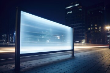 Aufkleber - Capture Attention with This Modern Blank Billboard Mockup on a Busy Urban Street, Ideal for Displaying Your Marketing Message at Night