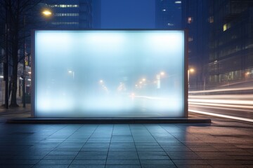 Aufkleber - Capture Attention with This Modern Blank Billboard Mockup on a Busy Urban Street, Ideal for Displaying Your Marketing Message at Night