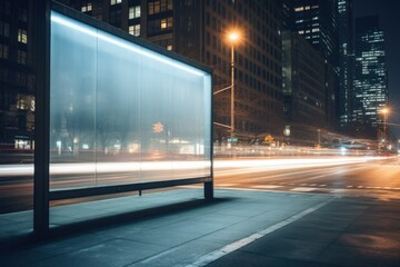 Aufkleber - Capture Attention with This Modern Blank Billboard Mockup on a Busy Urban Street, Ideal for Displaying Your Marketing Message at Night