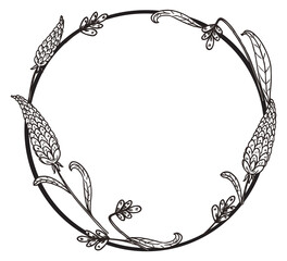 Sticker - Floral wreath frame. Decorative elegant botanical circle