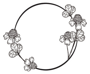 Wall Mural - Round frame with hand drawn flowers. Decorative circle border