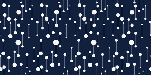 Poster - Lines with circles at the ends. Blue background and identical lines with circles. For a seamless print. Vector.