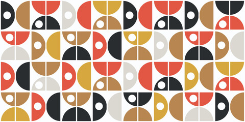Poster - Vector seamless pattern of identical rounded shapes. Geometric quarters.