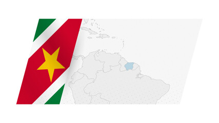 Wall Mural - Suriname map in modern style with flag of Suriname on left side.
