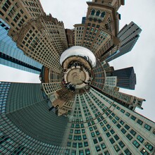 360 Degree Tiny Planet View Of Chicago Downtown