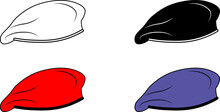 Outline Silhouette Beret Icon Set