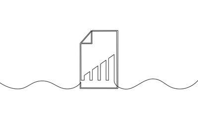 Wall Mural - Continuous line drawing of graph icon. Illustration vector of financial chart document. Business growth. Bar chart on paper. Object one line. single line art