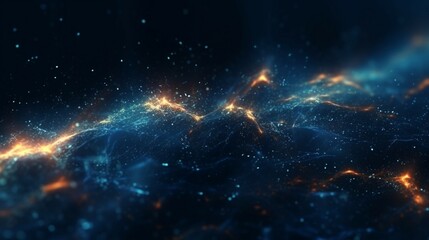 Dark blue and glow particle abstract background generative ai