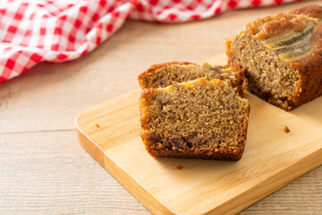 Poster - banana cake on wood board