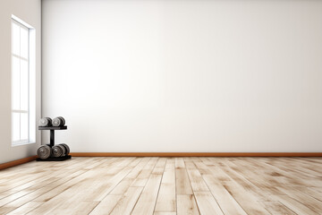 Modern White Gym Equipment with empty space for mockup