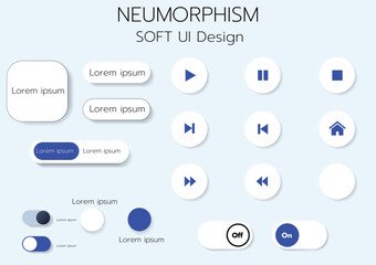 3D Neumorphic Soft UI Design. 3D Bottons.