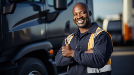 Wall Mural - Truck driver giving thump up 