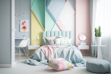 Wall Mural - Pastel colors bedroom design