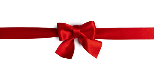 Wall Mural - Shiny red satin ribbon bow