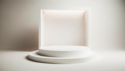 Poster - Abstract minimal scene with white podium. Mockup. Generative AI