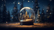 Snow globe with christmas tree inside. Christmas and New Year concept