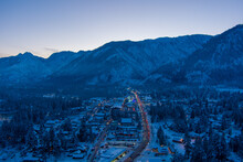 Aerial View Of Leavenworth At Sunset In December