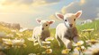 sheep and lambs, Texel sheep,  Two little white sheep, Cartoon sheep with big eyes.little lamb on a meadow,